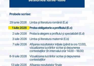 Calendar bacalaureat 2026, sesiunea iunie-iulie