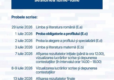 Calendar bacalaureat 2026, sesiunea iunie-iulie
